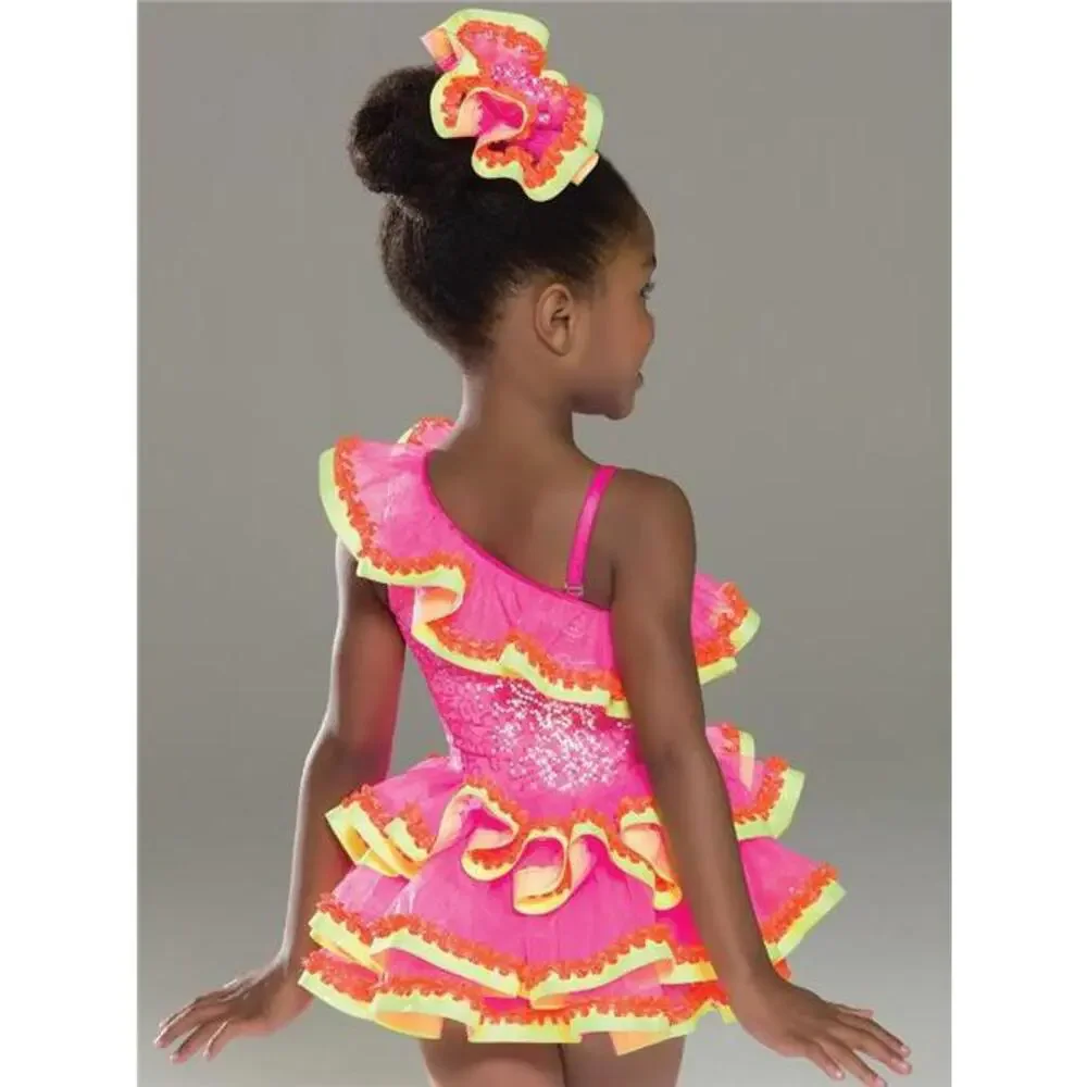 Pre-Owned Dance Costume Small Child Neon Revolution RC17120 Jazz Tap Latin Musi